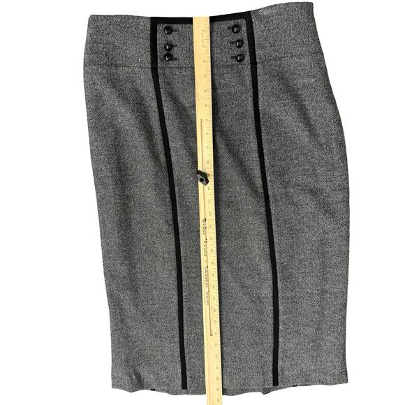 Alberto Makali Black Herringbone A-Line Pleated Button Detail Midi Skirt Size 14 - Picture 4 of 5